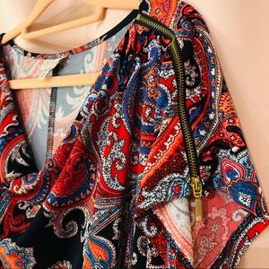 Paisley Dress with Gold Zippers